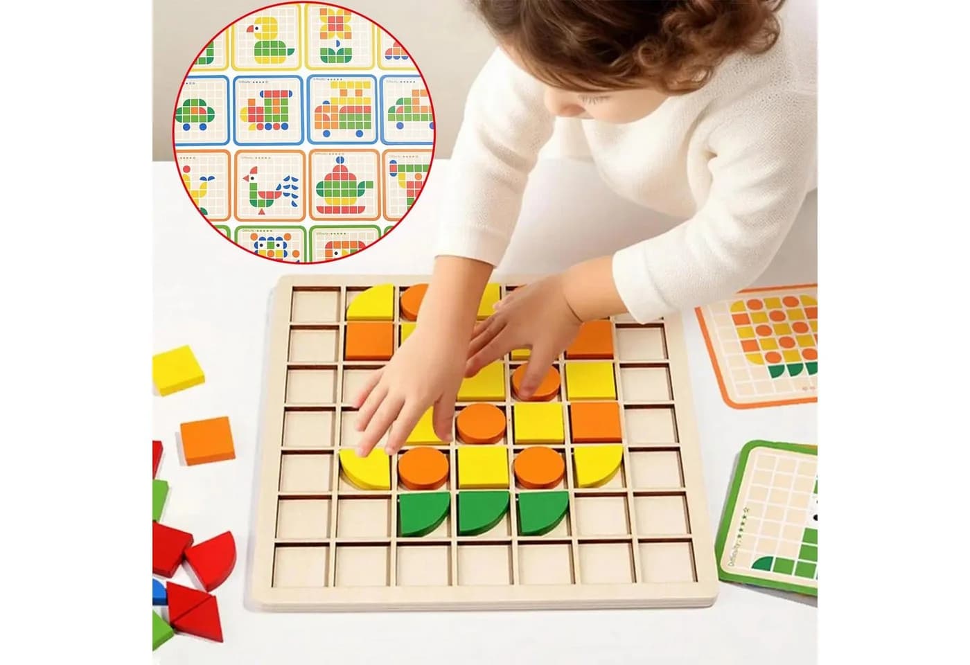 CLTYQ 3D-Puzzle 120pcs Holz Bausteine Bunt Montessori Spielzeug - Bild 5