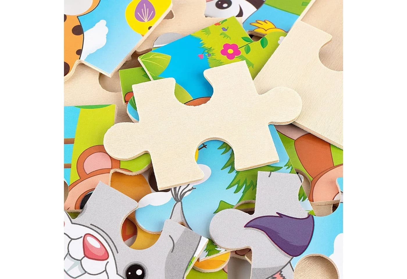 CLTYQ Holzpuzzle Tierkinder 6x9 Teile Bunt Lernspielzeug - Bild 3