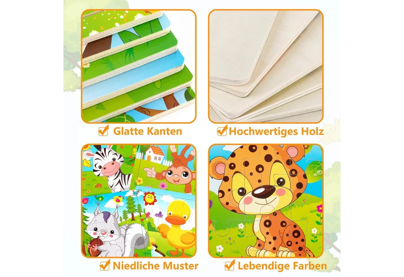 CLTYQ Holzpuzzle Tierkinder 6x9 Teile Bunt Lernspielzeug - Bild 4