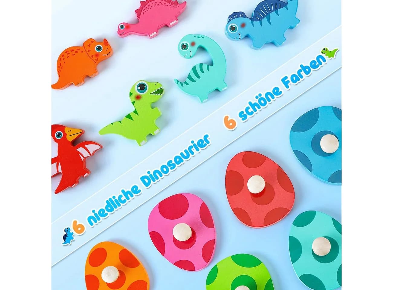 CLTYQ Montessori Holzpuzzle Dinosaurier Eier Motorikspielzeug - Bild 4
