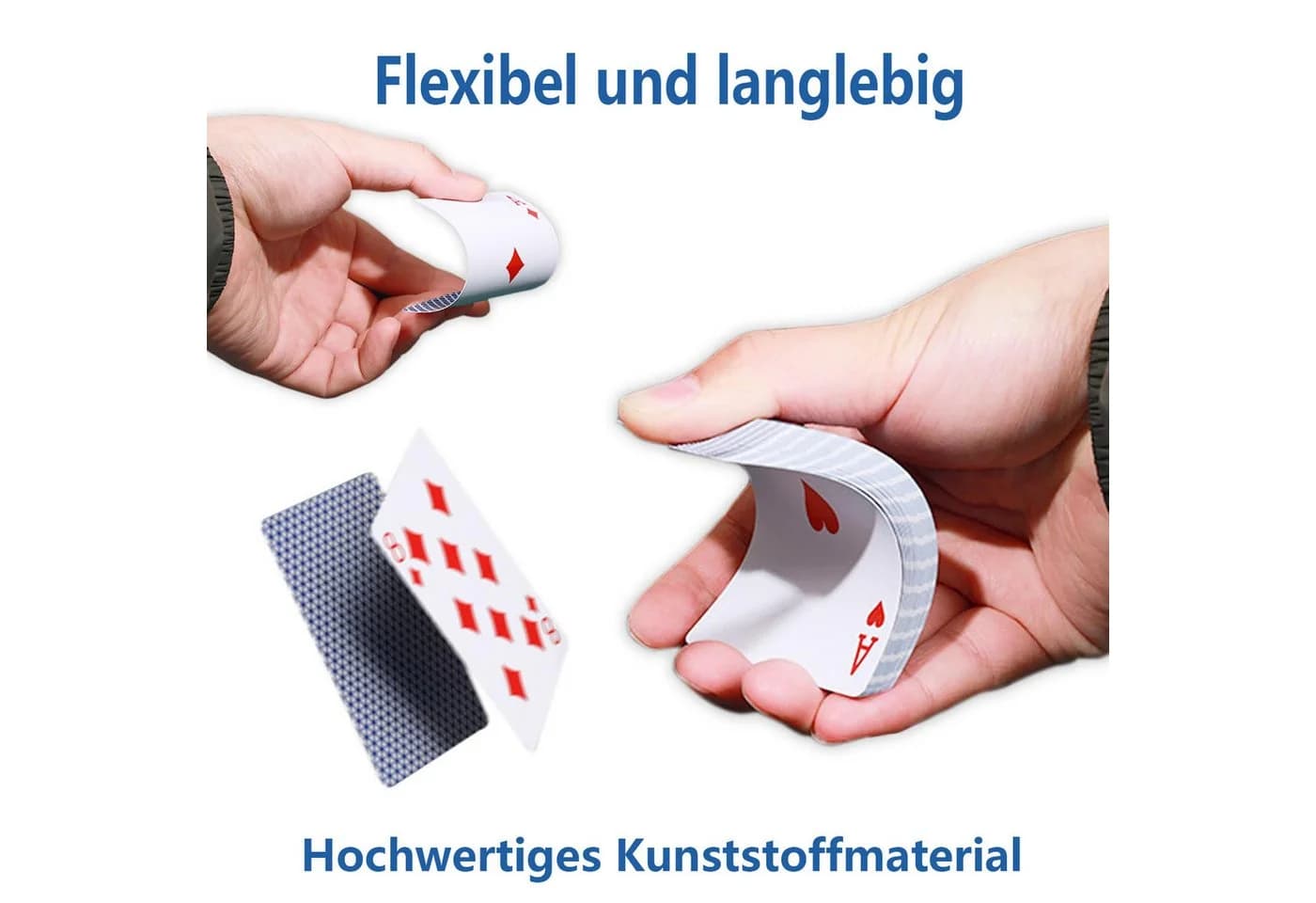 CLTYQ Wasserdichte Spielkarten Blau 100% Kunststoff - Bild 3