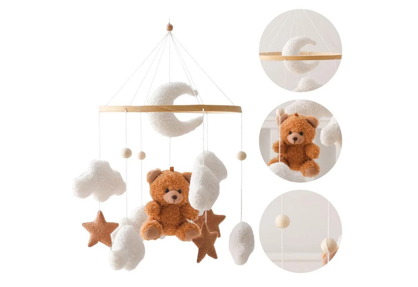CLTYQ Mobile Windspiele Waldtiere Bettglocke aus Filz Babyzimmer Deko - Bild 2
