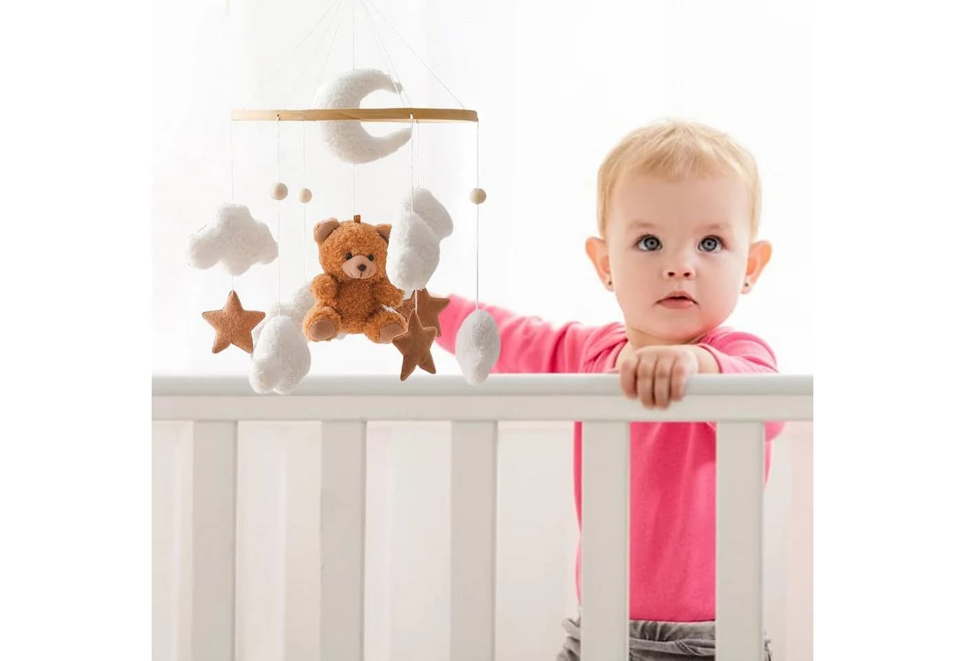 CLTYQ Mobile Windspiele Waldtiere Bettglocke aus Filz Babyzimmer Deko - Bild 3