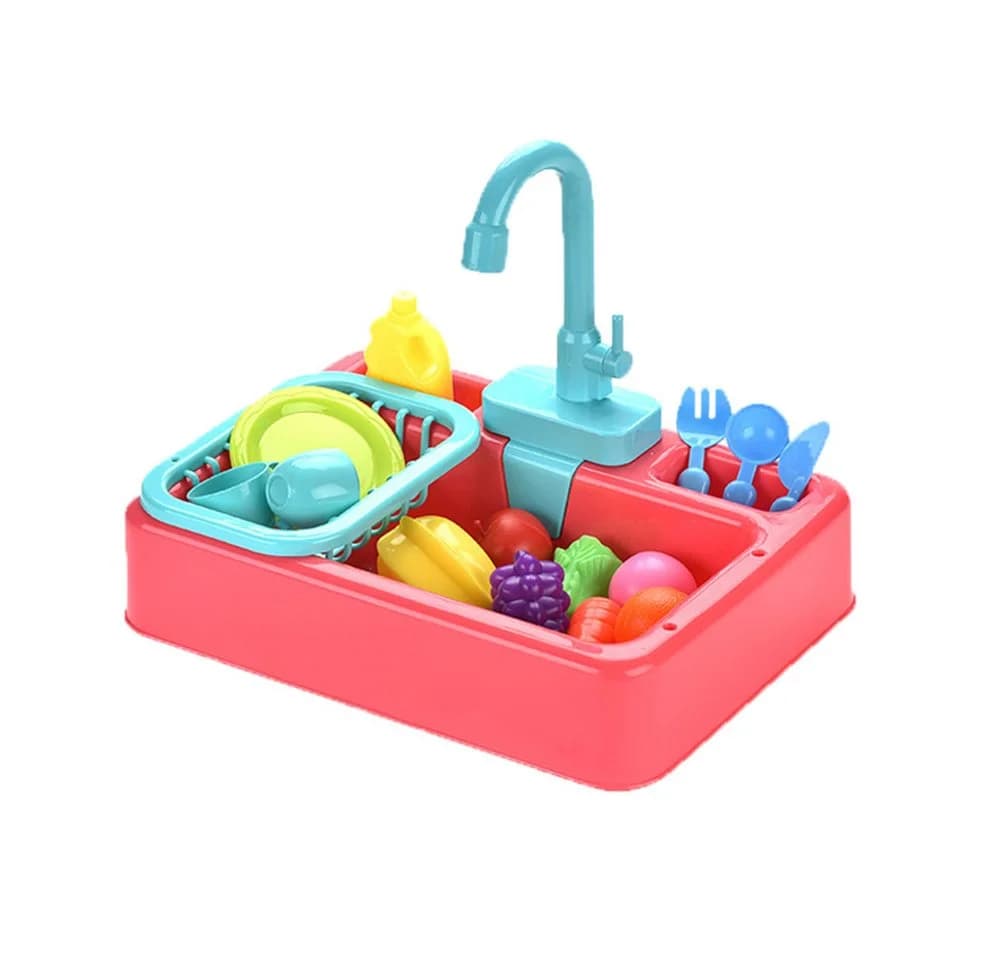 CLTYQ Spielküche Küchenspüle Set mit Wasserfunktion Orange - Bild 2