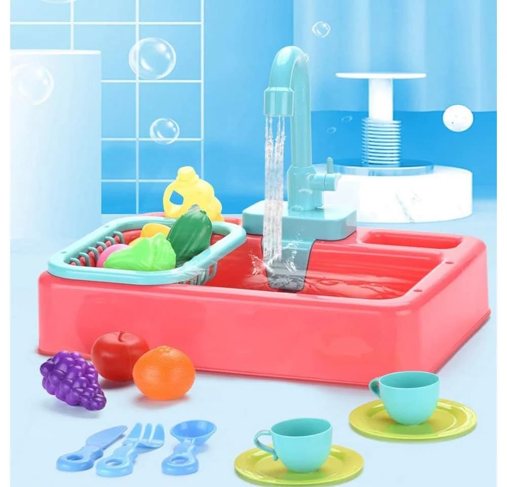 CLTYQ Spielküche Küchenspüle Set mit Wasserfunktion Orange - Bild 4