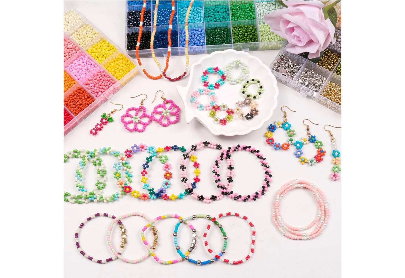 CLTYQ Kreativset Bastelperlen 72 Farben 3mm DIY Armbandperlen - Bild 4
