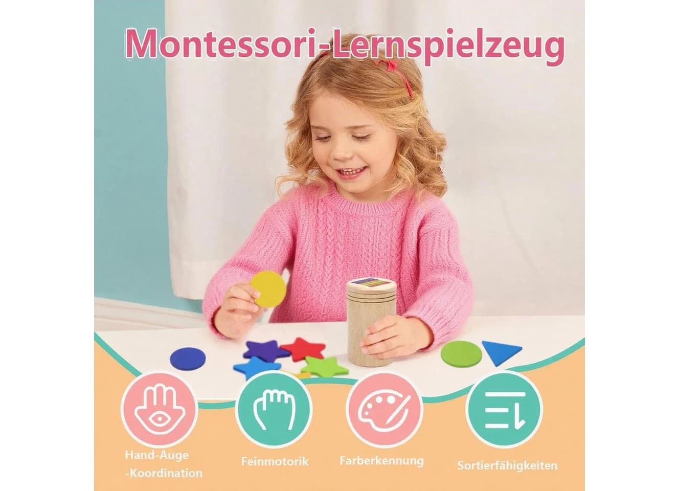 CLTYQ Montessori Lernspielzeug Holz Bunt 3-in-1