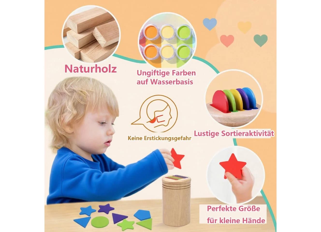 CLTYQ Montessori Lernspielzeug Holz Bunt 3-in-1 - Bild 3