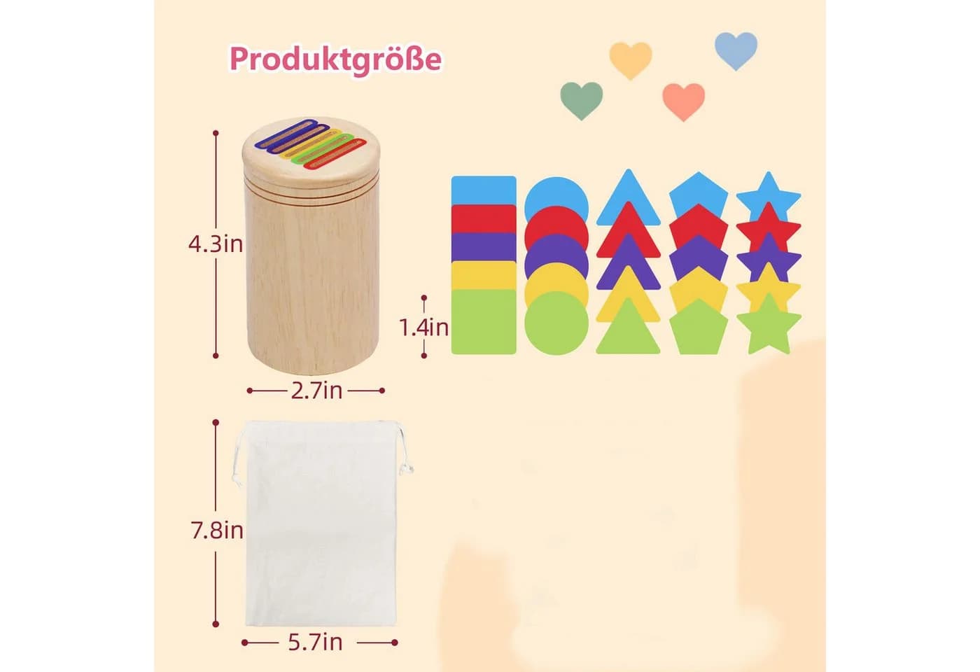 CLTYQ Montessori Lernspielzeug Holz Bunt 3-in-1 - Bild 5
