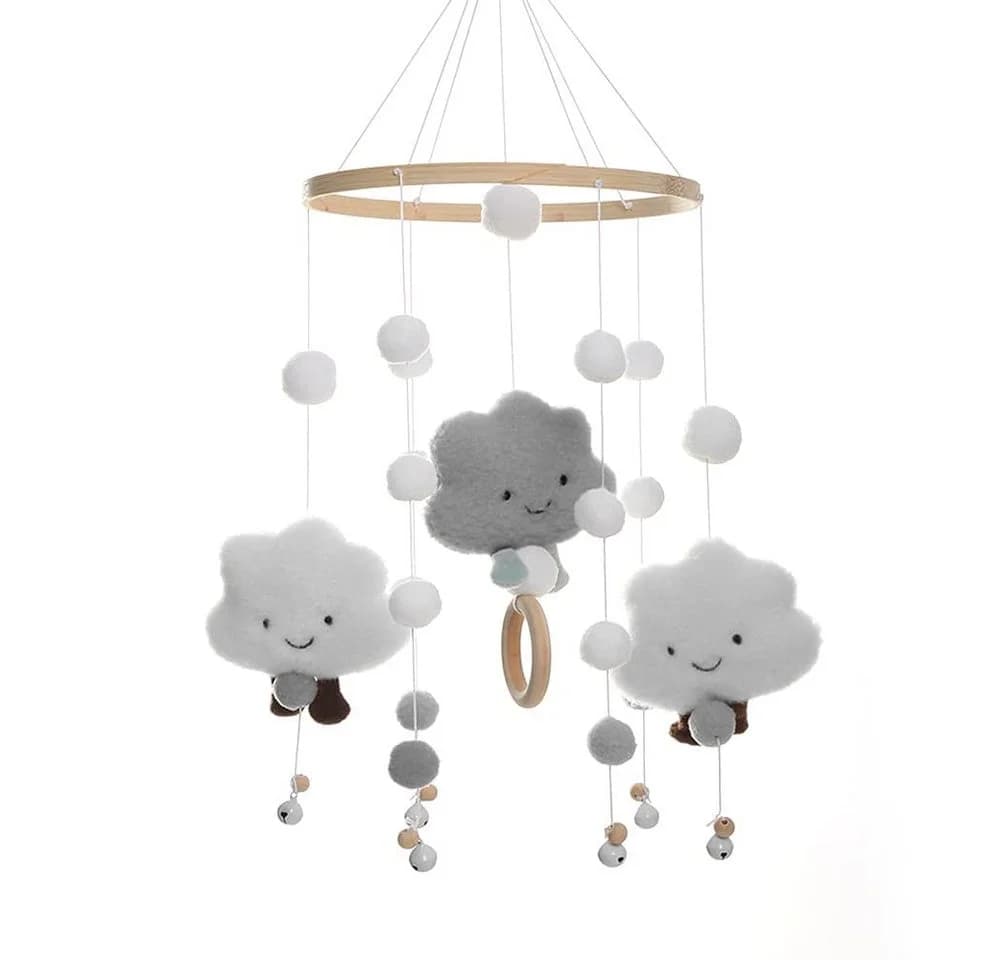 CLTYQ Mobile Windspiele Grau Filzkugeln 3D-Wolkenpuppen Babyzimmer - Bild 2