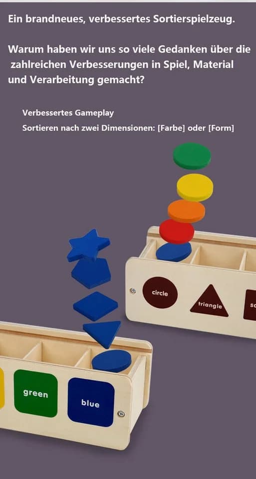 CLTYQ Montessori Lernspielzeug Holz 25-teilig Bunt - Bild 5