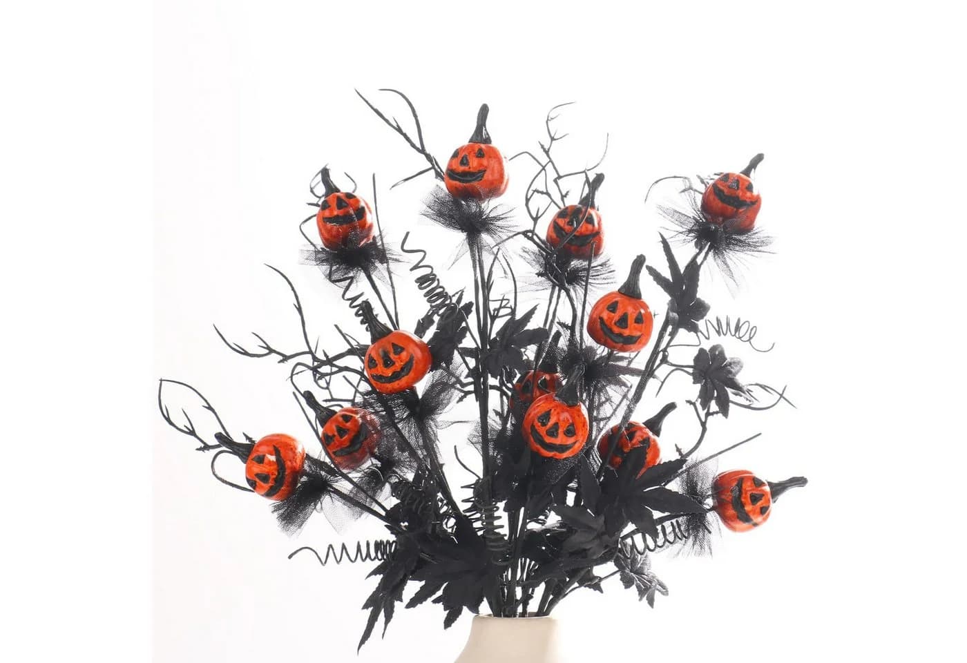 CLTYQ Kunstblumenstrauß 5er-Set Halloween-Dekorationen Orange/Schwarz - Bild 3