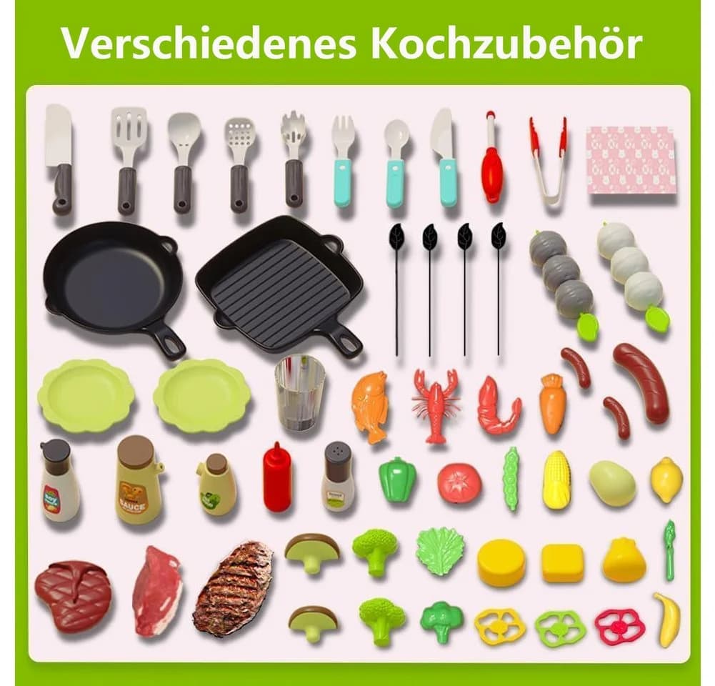 CLTYQ Kinder-Küchenset Kinder-BBQ-Grill-Spielzeugset mit Rauch-, Ton- und Lichtsimulation - Bild 3