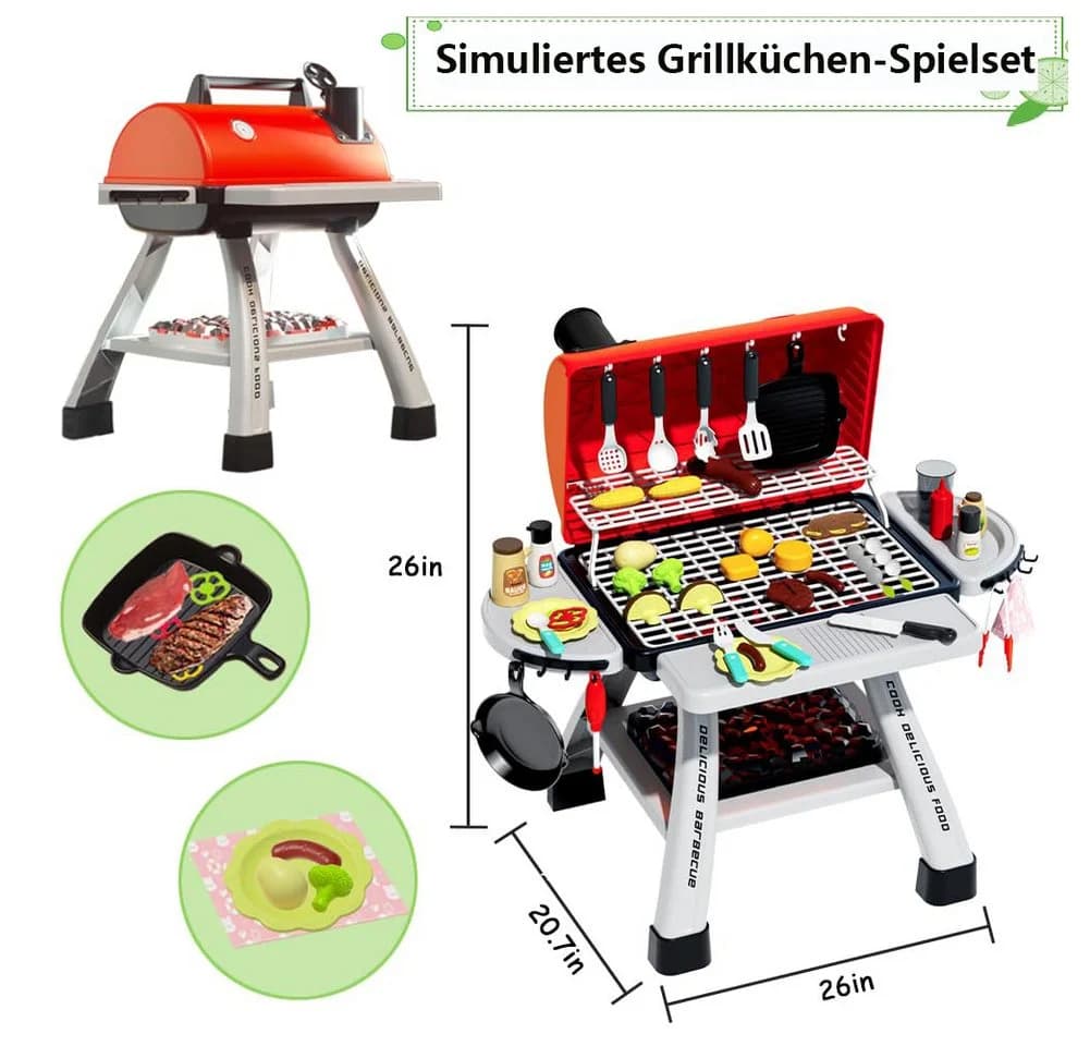 CLTYQ Kinder-Küchenset Kinder-BBQ-Grill-Spielzeugset mit Rauch-, Ton- und Lichtsimulation - Bild 4