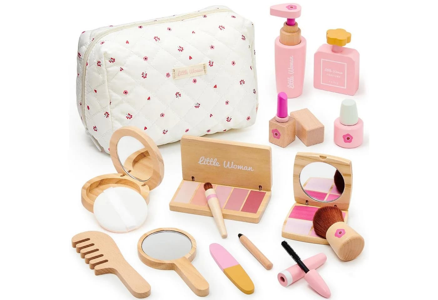 CLTYQ Spielzeug-Frisierkoffer Holz Kinderschminke Set 15-tlg. Make-up-Set - Bild 2