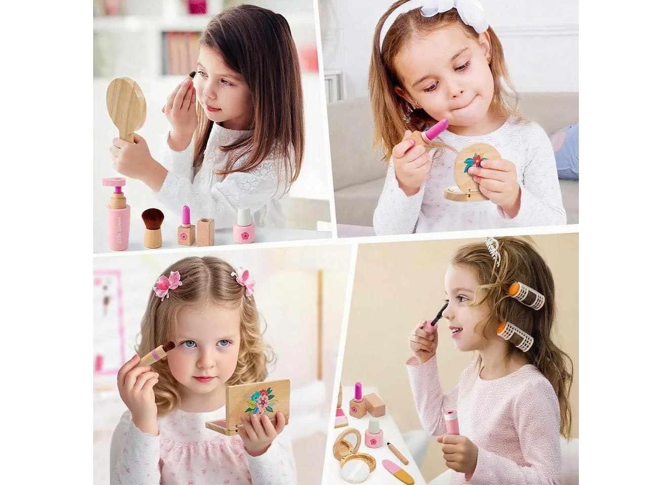 CLTYQ Spielzeug-Frisierkoffer Holz Kinderschminke Set 15-tlg. Make-up-Set - Bild 5