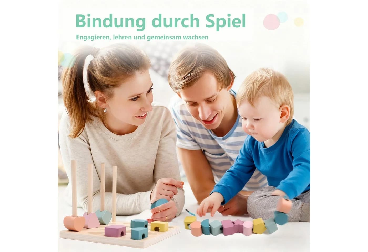 CLTYQ Lernspielzeug Montessori Holz Sortier & Stapelspielzeug, Fädelspiel, Bausteine Sortierspielv - Bild 3