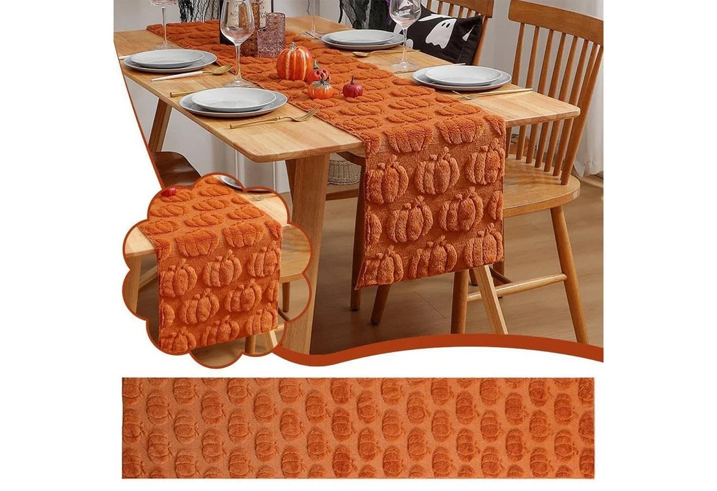 CLTYQ Tischläufer Herbst Kürbis Boho 100% Polyester - Bild 2