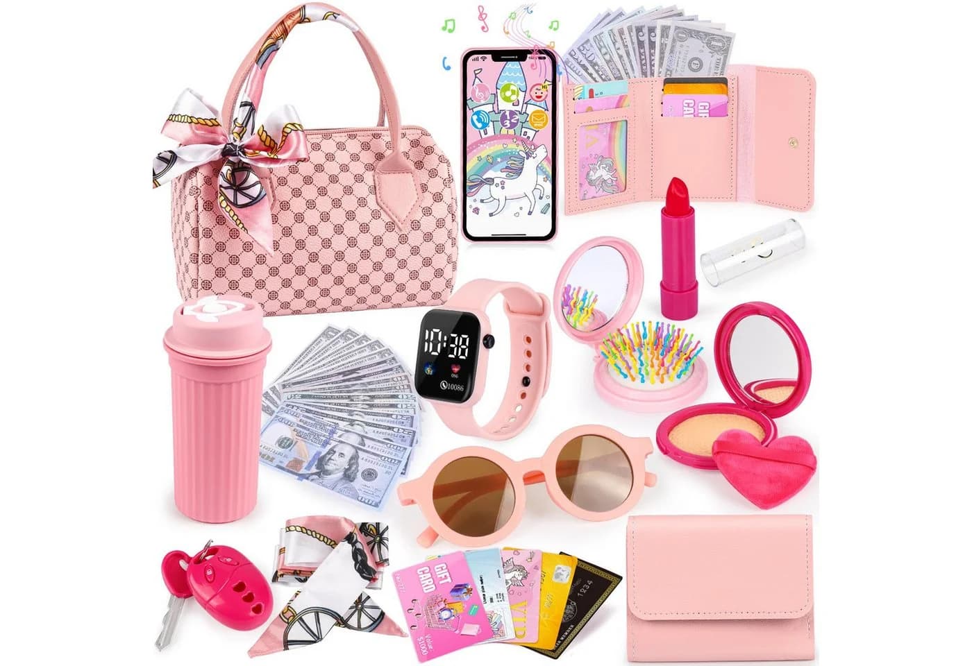 CLTYQ Kreativset 32-teiliges Mädchen-Handtaschen-Set Rosa mit Make-up - Bild 2
