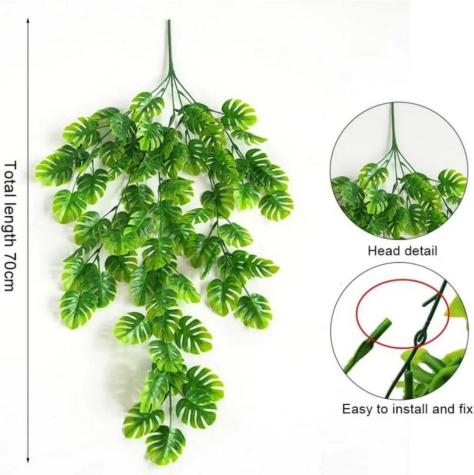 Coonoor Kunstranke 2 Stück Künstliche Hängepflanze Hellgrün Monstera - Bild 4