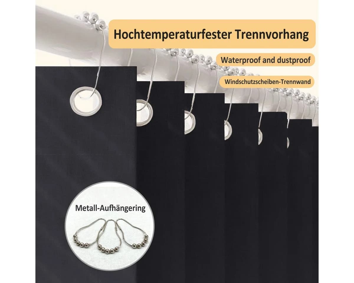 Kaket Türvorhang Grau Isolierend Verdunkelnd mit 22 Haken - Bild 3