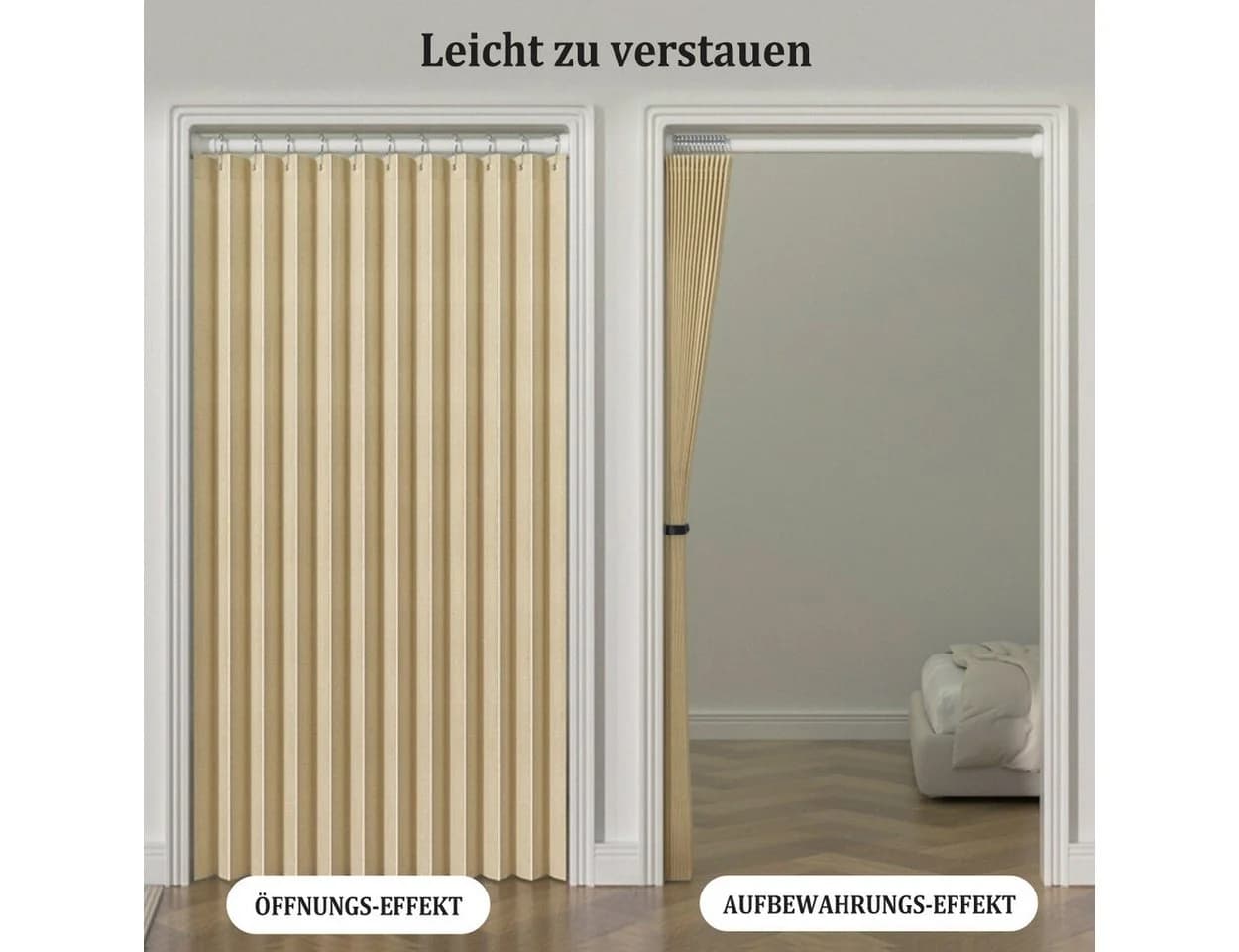 Kaket Türvorhang Grau Isolierend Verdunkelnd mit 22 Haken - Bild 4