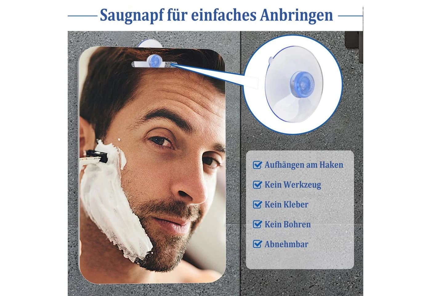 Coonoor Schminkspiegel Acryl Anti-Beschlag mit Saugnapf - Bild 3