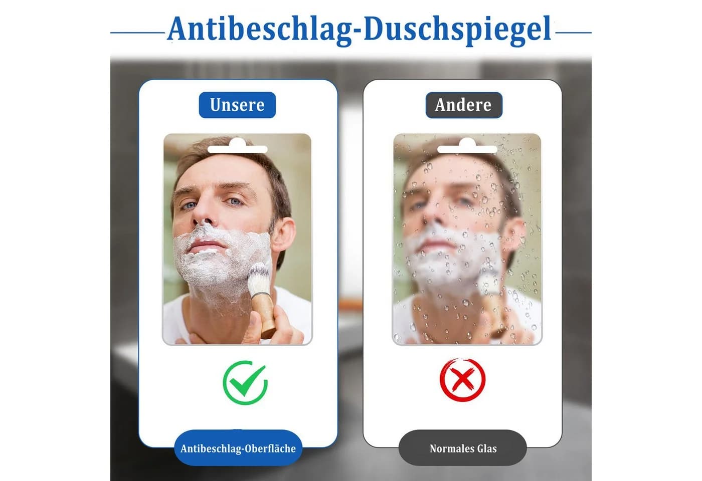 Coonoor Schminkspiegel Acryl Anti-Beschlag mit Saugnapf - Bild 4