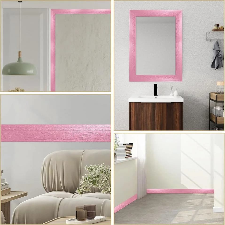 Kaket Selbstklebende 3D Wandbordüre Rosa XPE Schaum - Bild 5