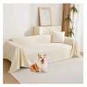 Coonoor Kratzmatte Sofaüberwurf Chenille Beige mit Quasten Bild 2