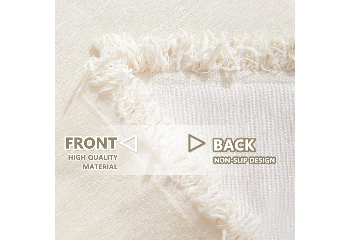 Coonoor Kratzmatte Sofaüberwurf Chenille Beige mit Quasten - Bild 5