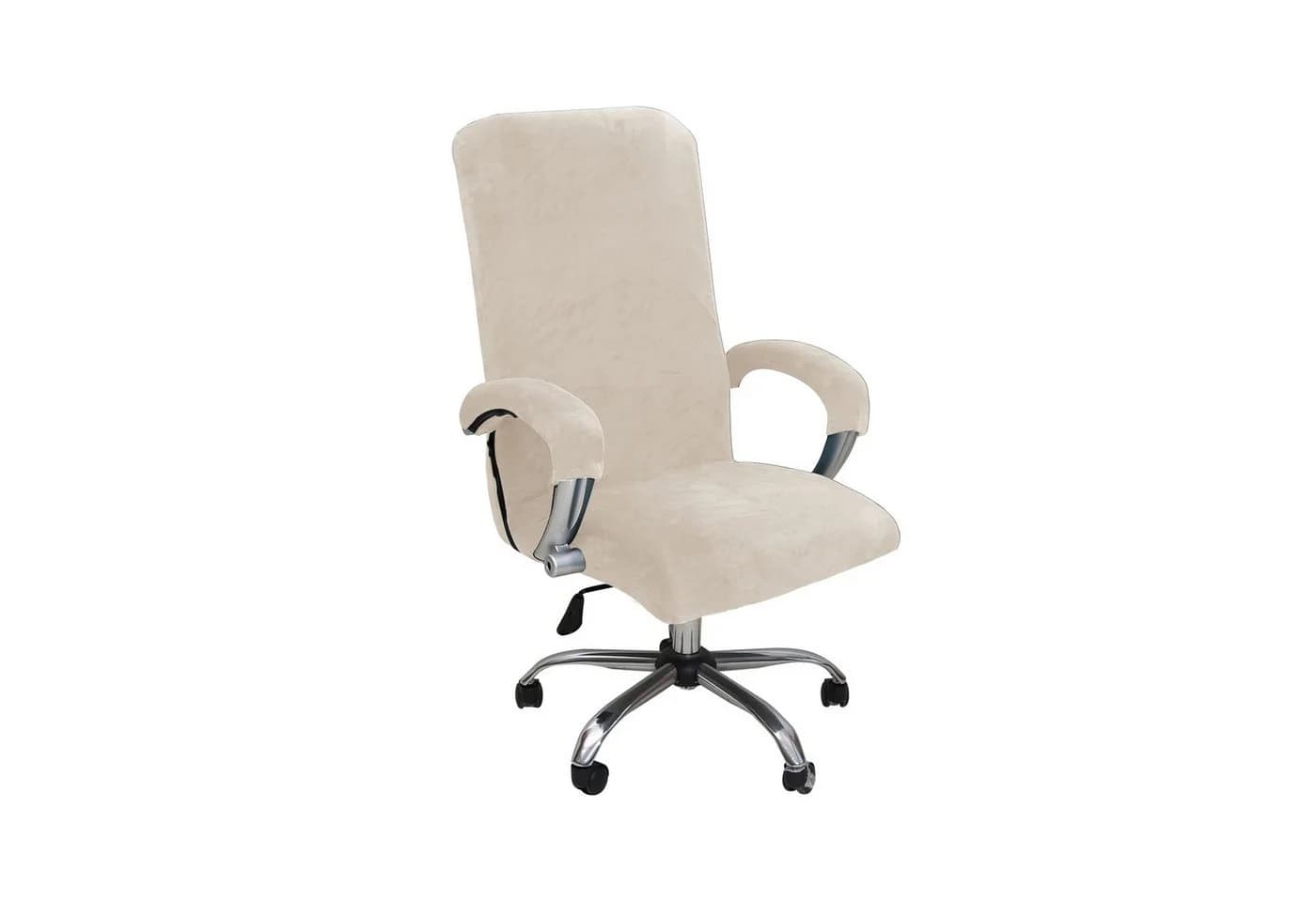 Coonoor Bürostuhlhusse Beige Samt-Plüsch Stretch-Bezug - Bild 2