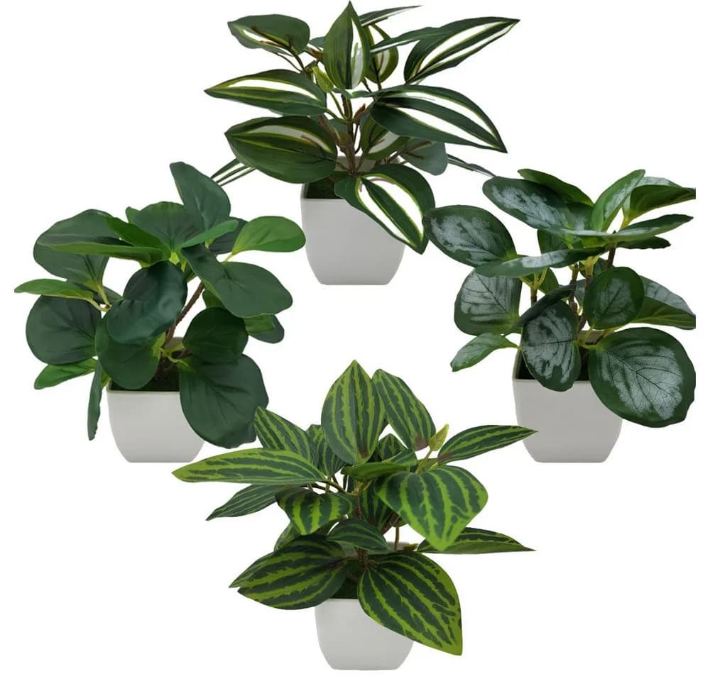 Coonoor Kunstpflanze 4er Pack Kleine Topfpflanze Grün - Bild 2