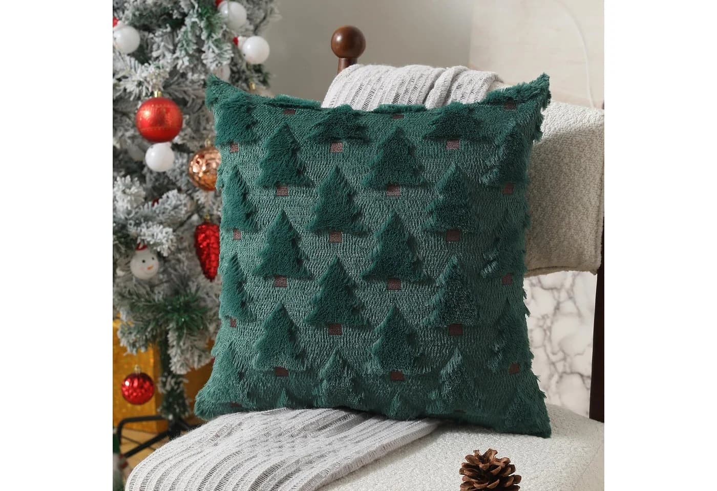 Bomiclss Kissenbezug Weihnachtsbaum 45x45 cm Plüsch 2er-Pack - Bild 3