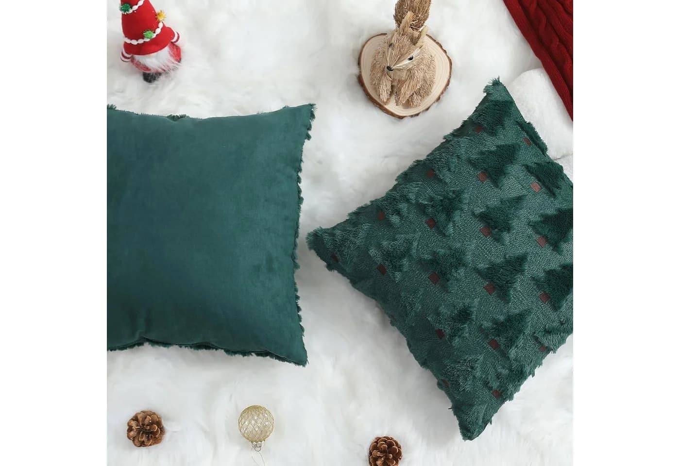 Bomiclss Kissenbezug Weihnachtsbaum 45x45 cm Plüsch 2er-Pack - Bild 4