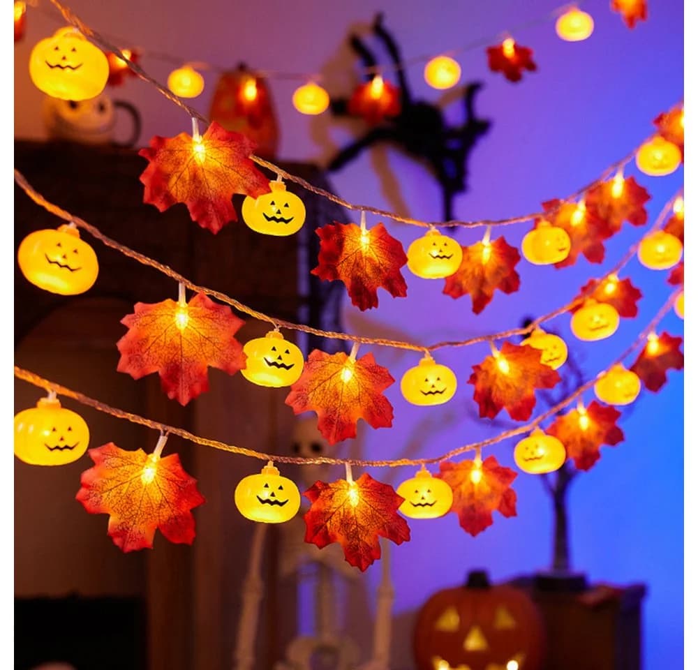 Coonoor LED-Lichterkette 3M 20LED Kürbis Ahornblatt Deko