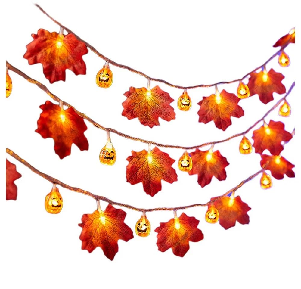 Coonoor LED-Lichterkette 3M 20LED Halloween Deko Herbst Ahornblatt Girlande - Bild 2