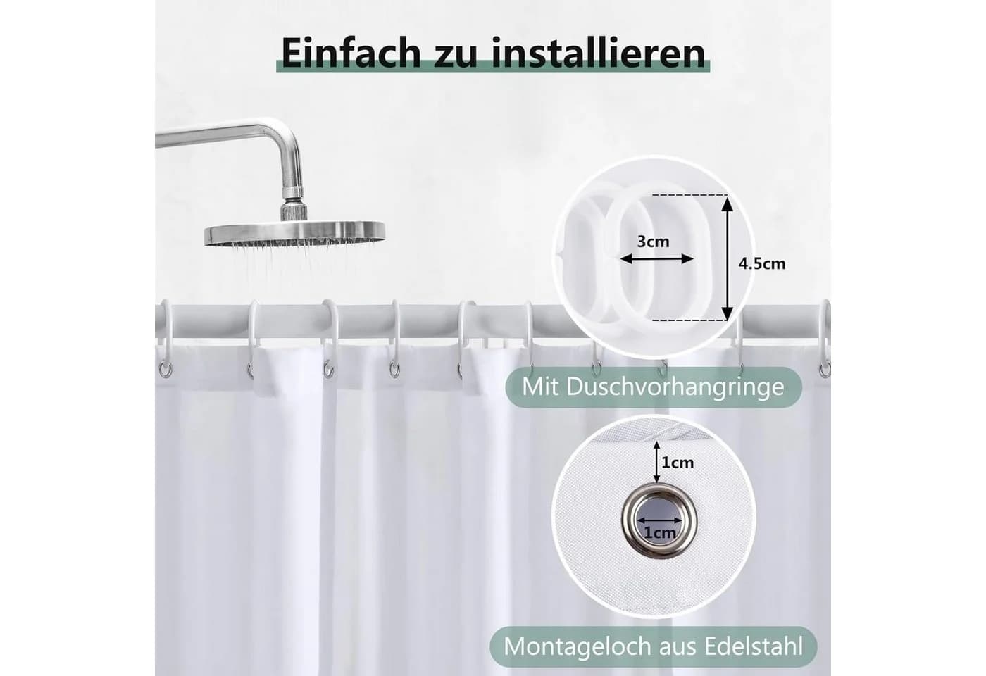 Coonoor Duschvorhang Beige Wasserdicht Anti-Schimmel PEVA - Bild 5