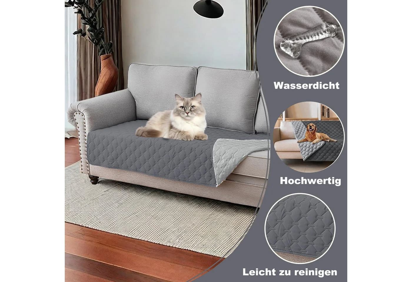 Coonoor Wasserdichte Hundedecke Grau Mikrofaser