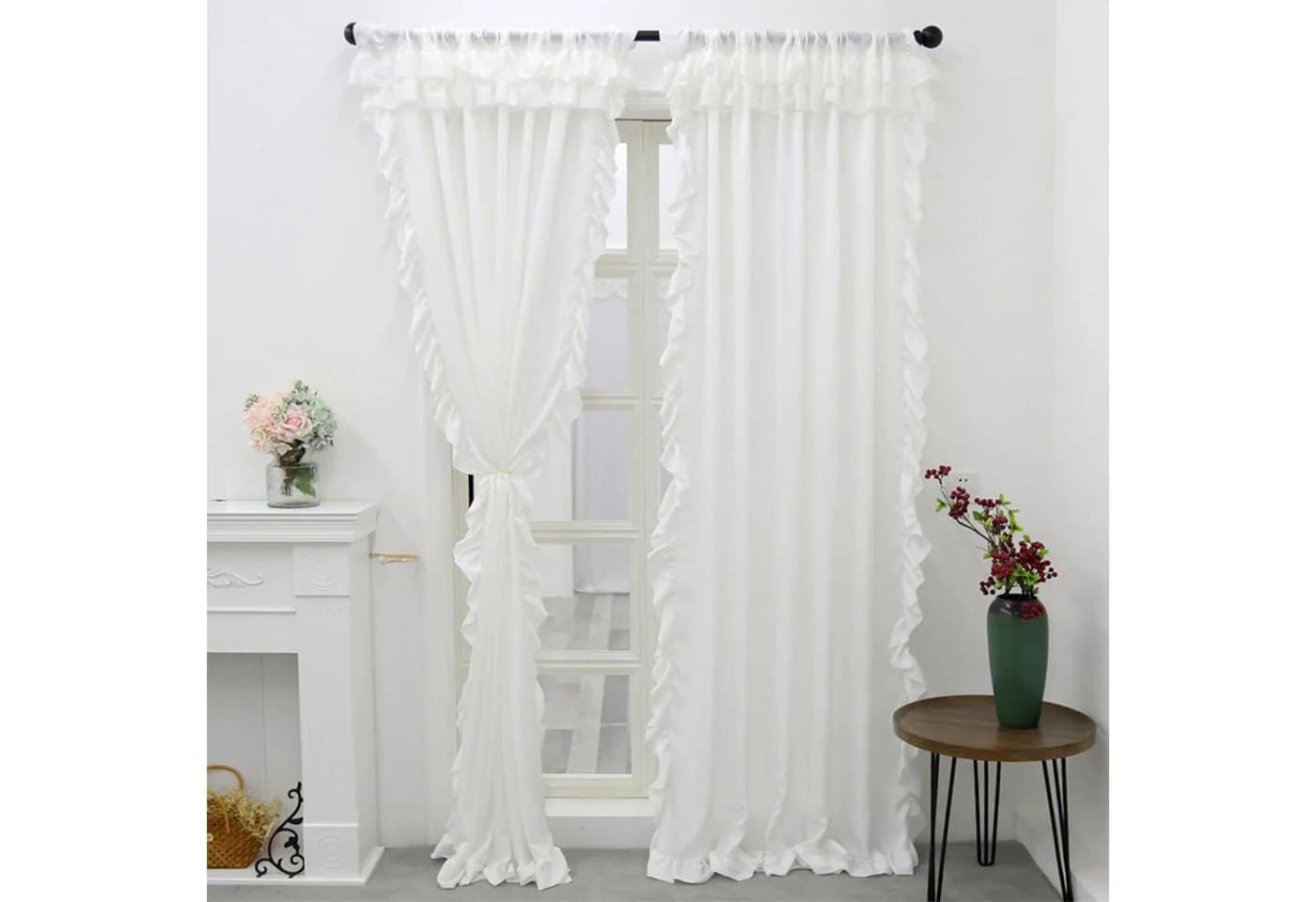 Coonoor Vorhang Weiß mit Rüschen für Schlafzimmer & Wohnzimmer - Bild 2