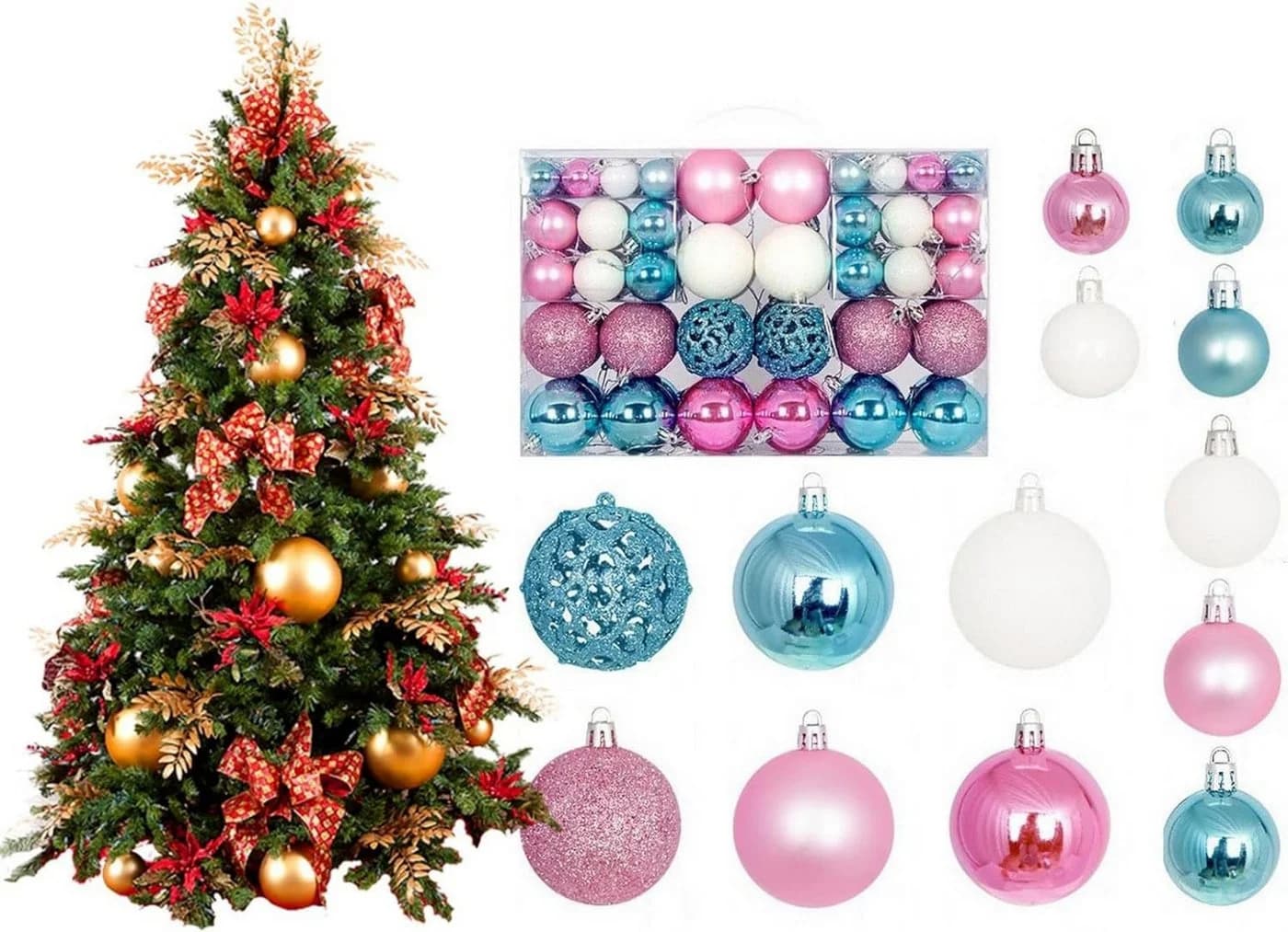 Coonoor Weihnachtsbaumkugel Set 44 Teile Kunststoff Blau - Bild 4