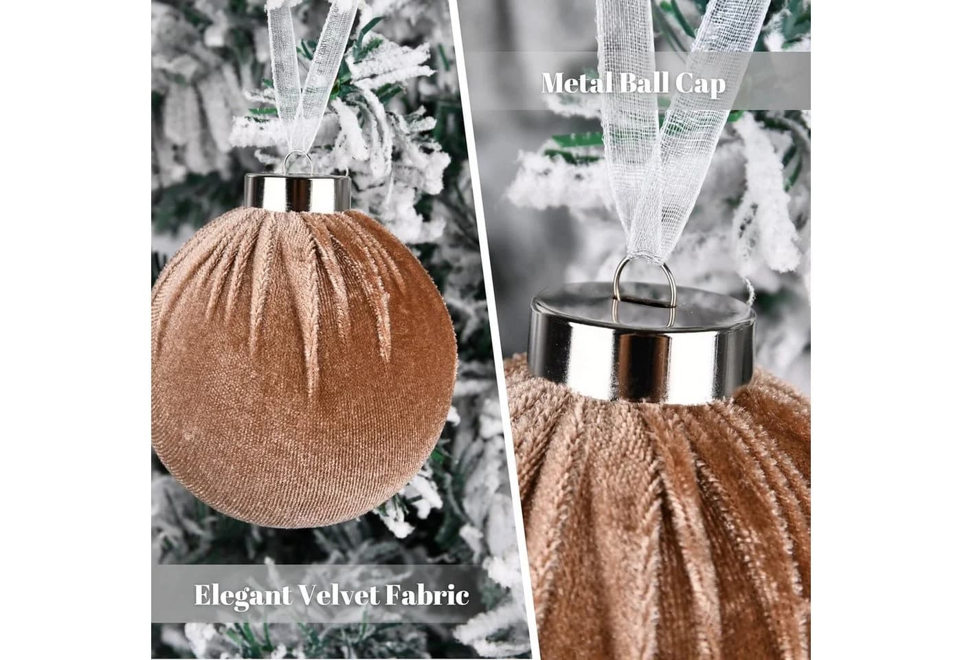 Coonoor Weihnachtsbaumkugel 15er Set Braun Samt - Bild 3