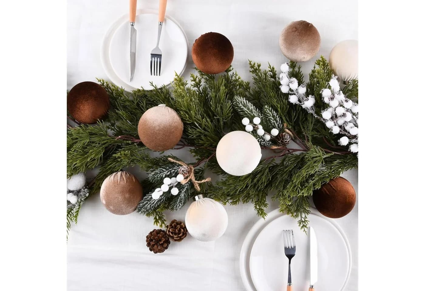 Coonoor Weihnachtsbaumkugel 15er Set Braun Samt - Bild 4