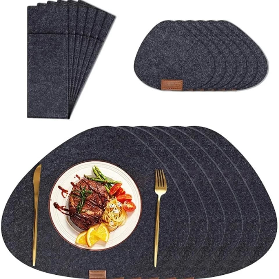 Coonoor Platzset 12-teilig Filz Oval Grau - Bild 2