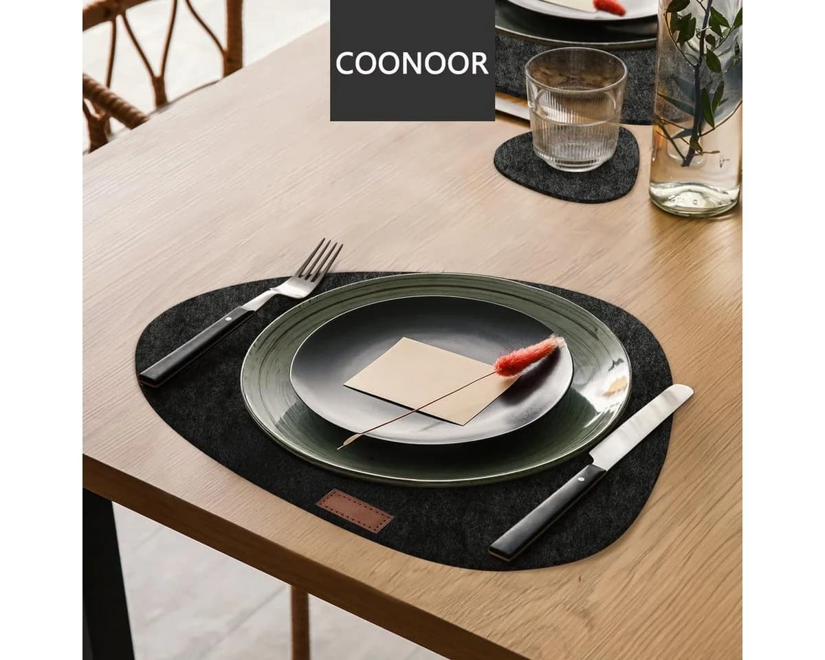 Coonoor Platzset 12-teilig Filz Oval Grau - Bild 3