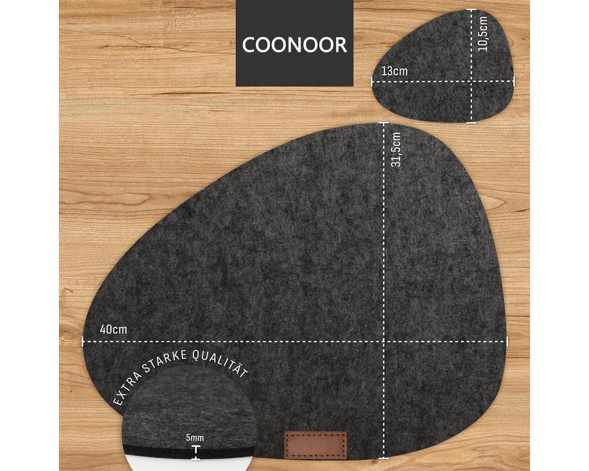 Coonoor Platzset 12-teilig Filz Oval Grau - Bild 5
