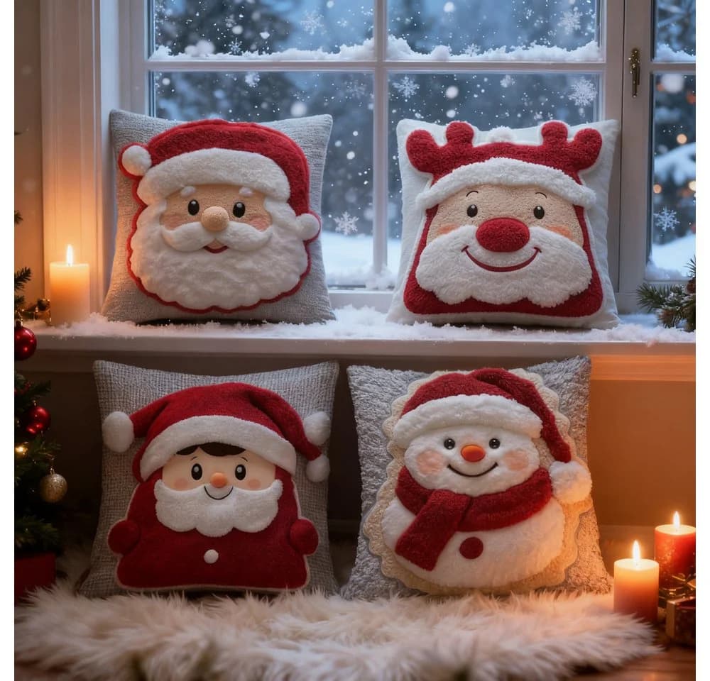 CLTYQ Kissenbezüge Weihnachten Retro 4er Set Leinen - Bild 3