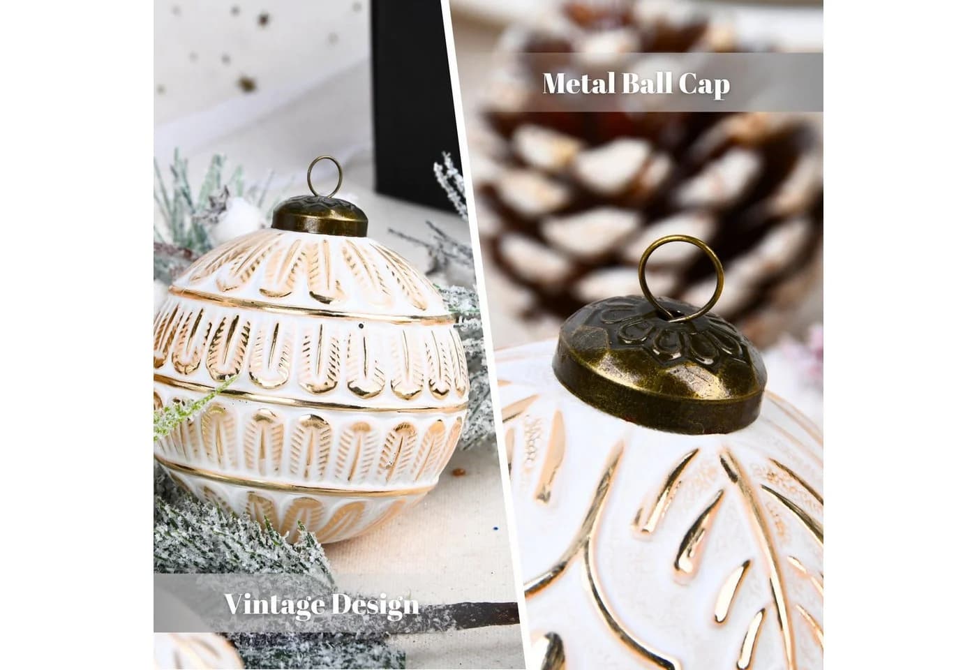 CLTYQ Weihnachtsbaumkugel 12 Stück Vintage Gold 80 mm