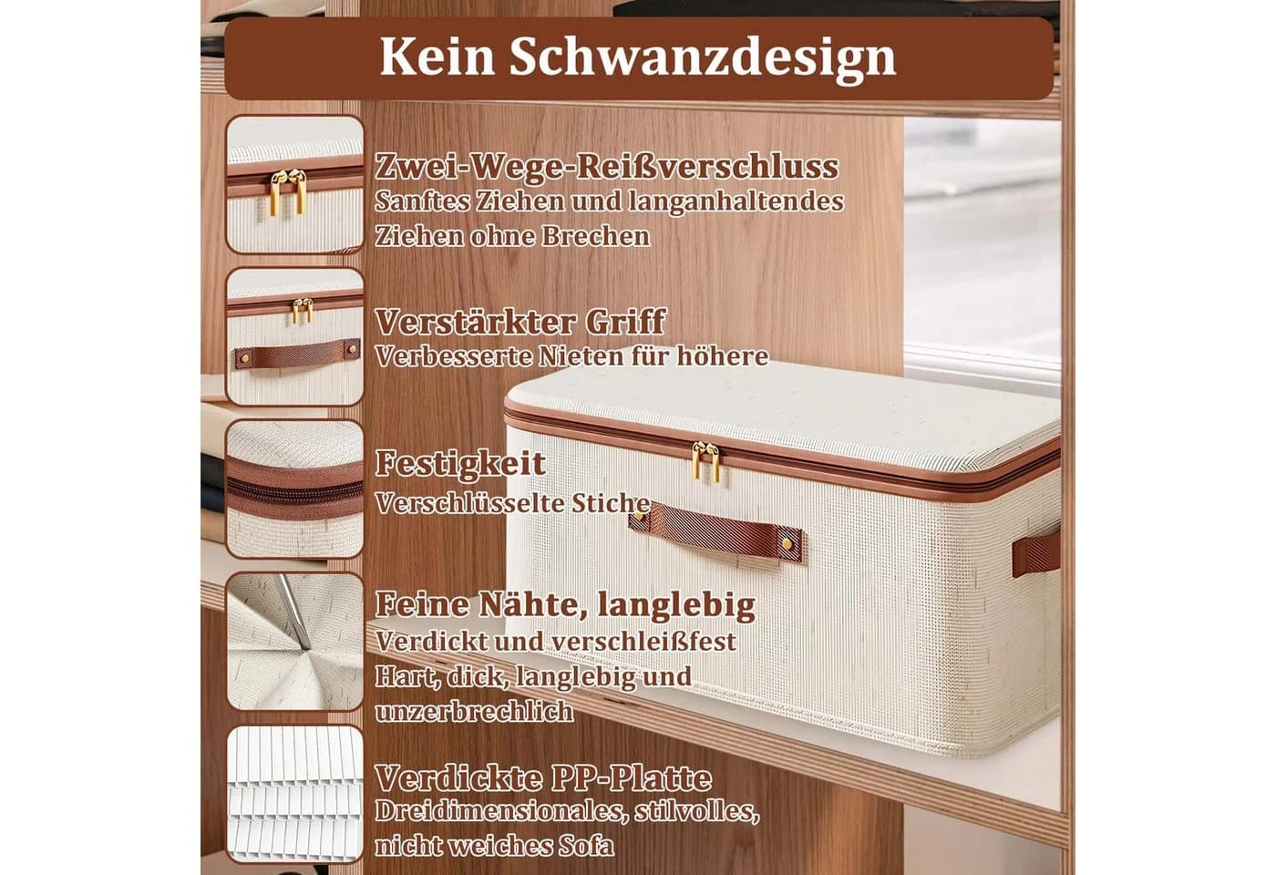 Faltbare Aufbewahrungsbox aus Stoff mit Reißverschluss - Bild 4