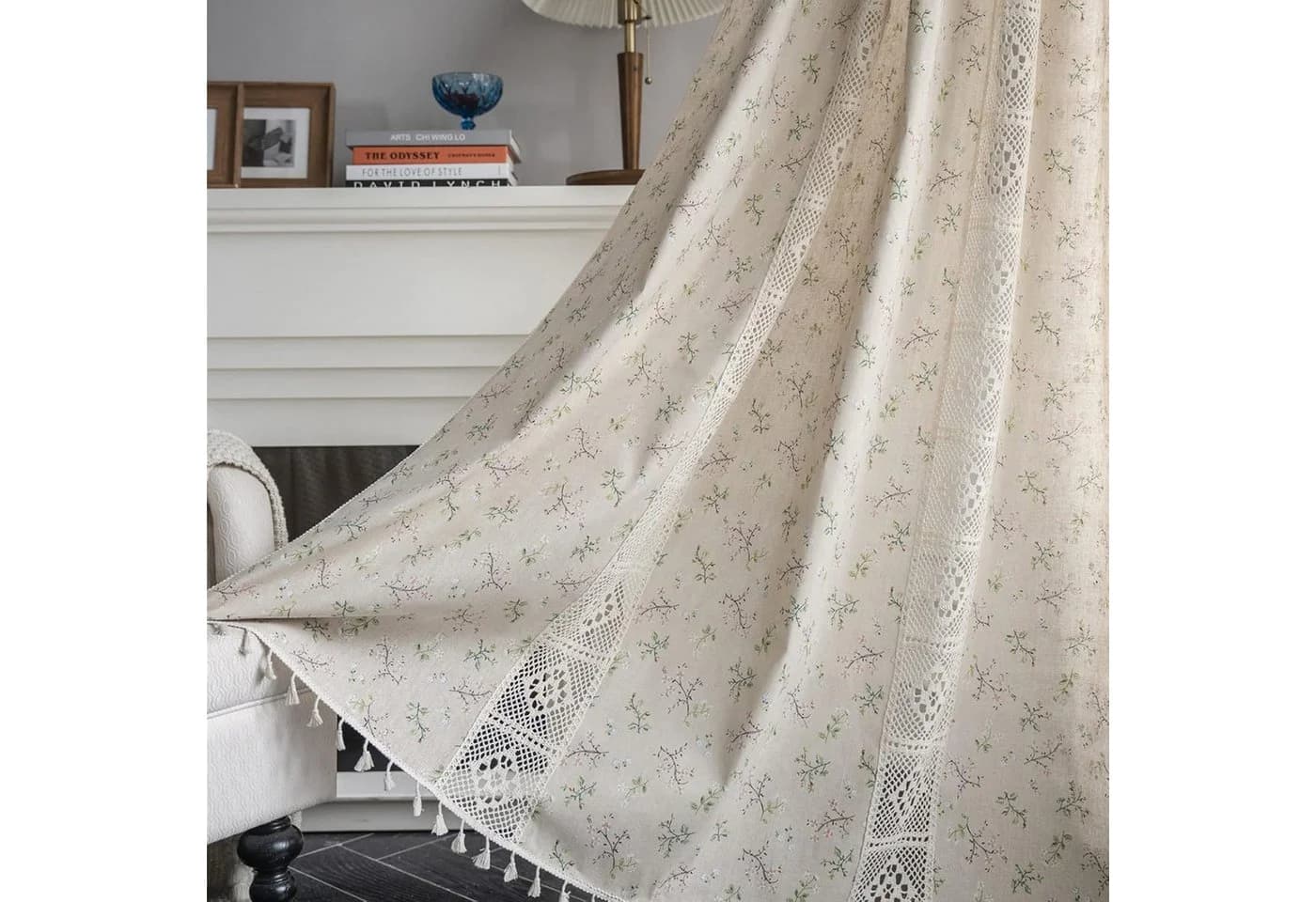 Beige Boho-Vorhang aus Baumwolle und Leinen - Bild 3
